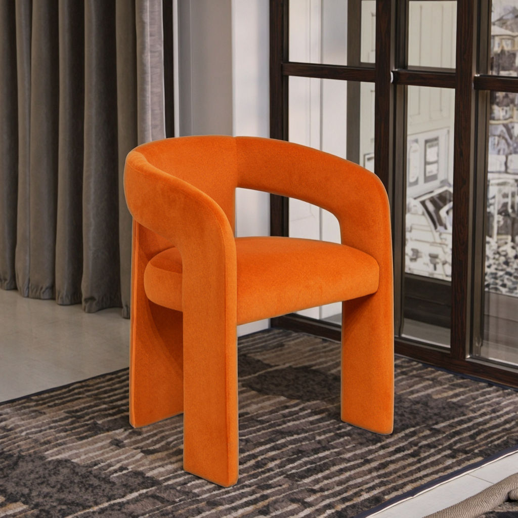 Saga F Series Comfortable Orange Velvet Fabric Dining Chair