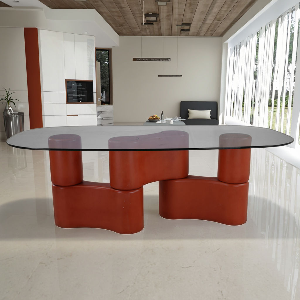 Nord H Series 2025 New Modern Design Oval Glass Dining Table for Hotels and Fashionable Homes