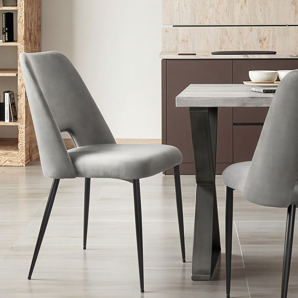 Saga Y Series Living Room Grey Chairs Nordic Modern Luxury Armless Casual Bar Chair Velvet Dining Chair