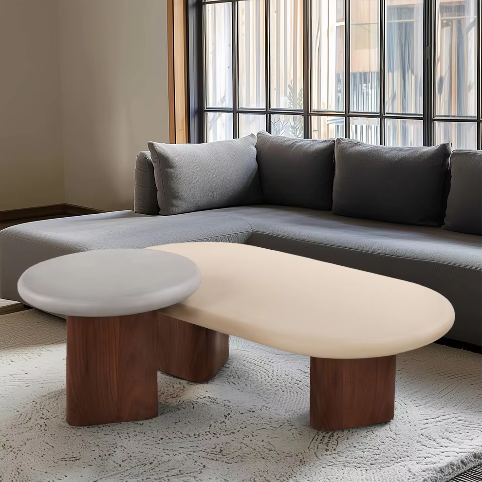 Lumi B Series Coffee Table with Concrete Finish