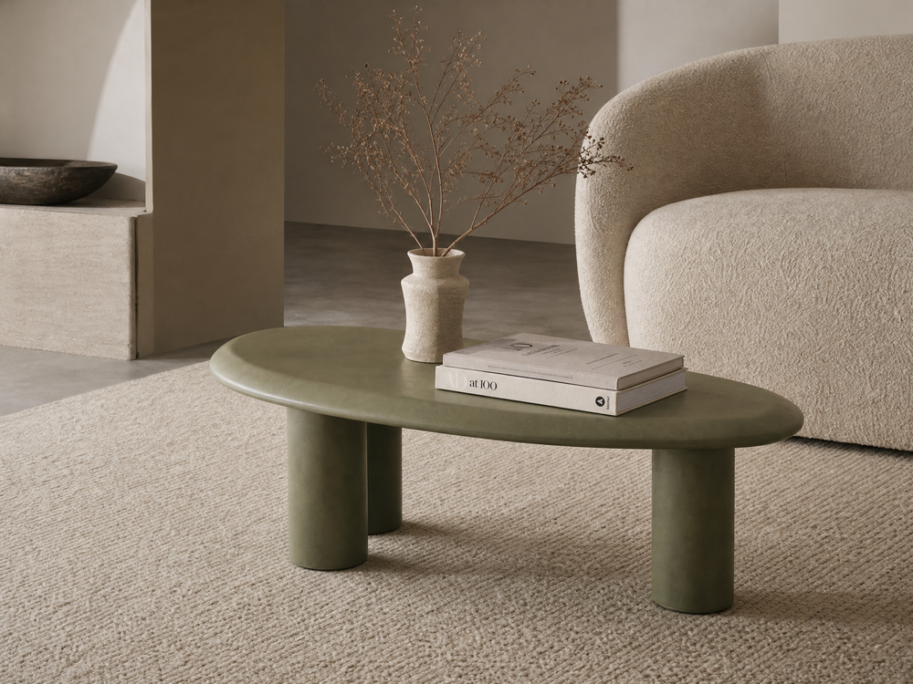 KOSA T18 Sage Green Coffee Table with 3 Cylindrical Legs