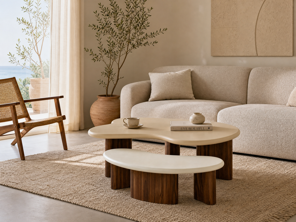 `KOSA T04 Nesting Coffee Table Set-Walnut Legs`
