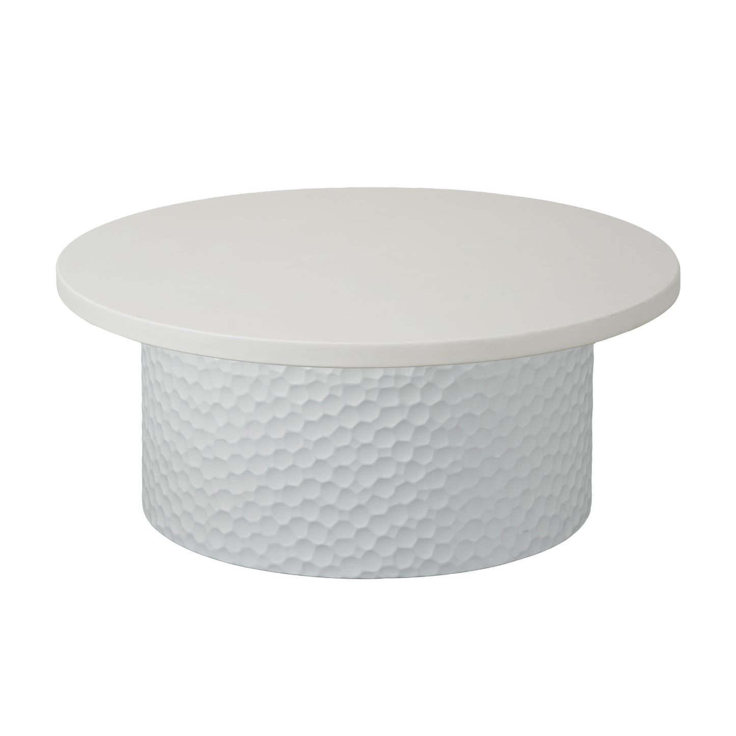 Lumi E Series New 2025 Model White Round Concrete Top Coffee Table