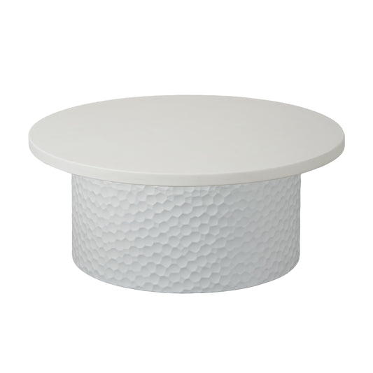 Lumi E Series New 2025 Model White Round Concrete Top Coffee Table