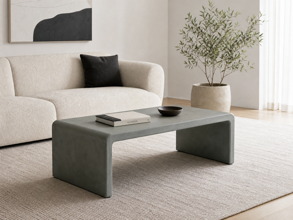 `KOSA T10 U-Shaped Concrete-Look Coffee Table-Grey`