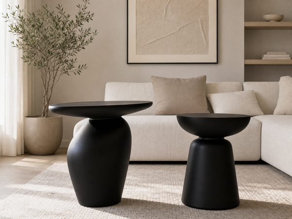 `KOSA T11 Vase-Shaped Side Table Set-Matte Black`