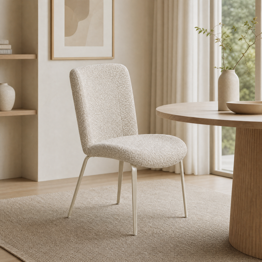 `Saga A4 Off-White High-Back Boucle Chair-Nordic Minimalist`