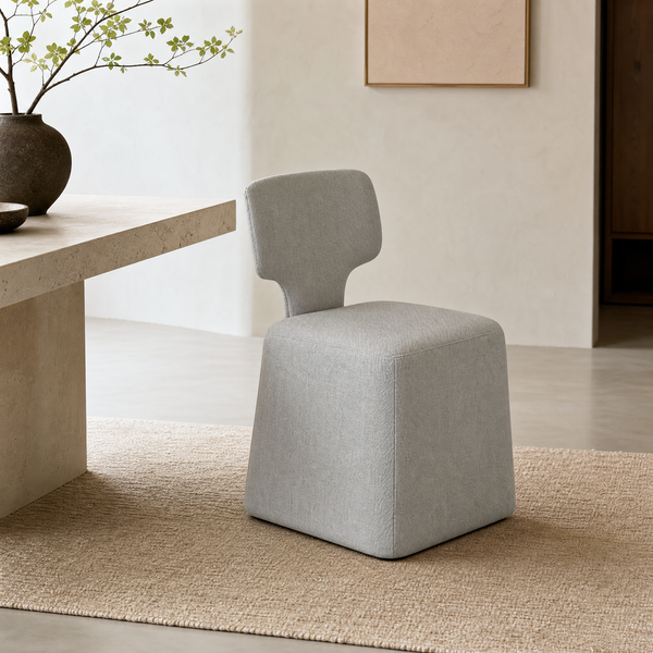 `Lumi C01 Grey Wabi-Sabi Dining Chair-Minimalist Back`