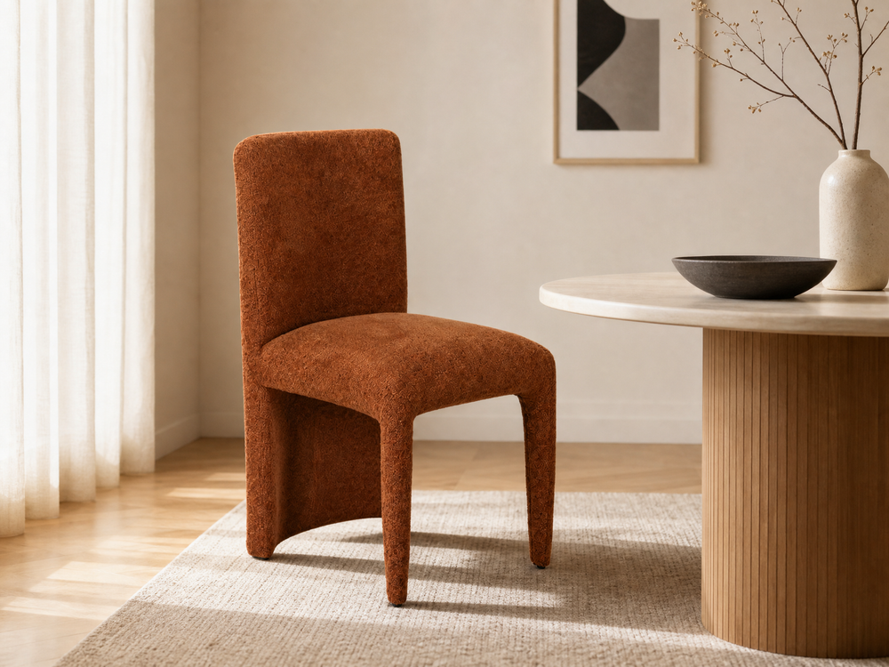 `KOSA 06 High-Back Dining Chair-Rust Boucle`