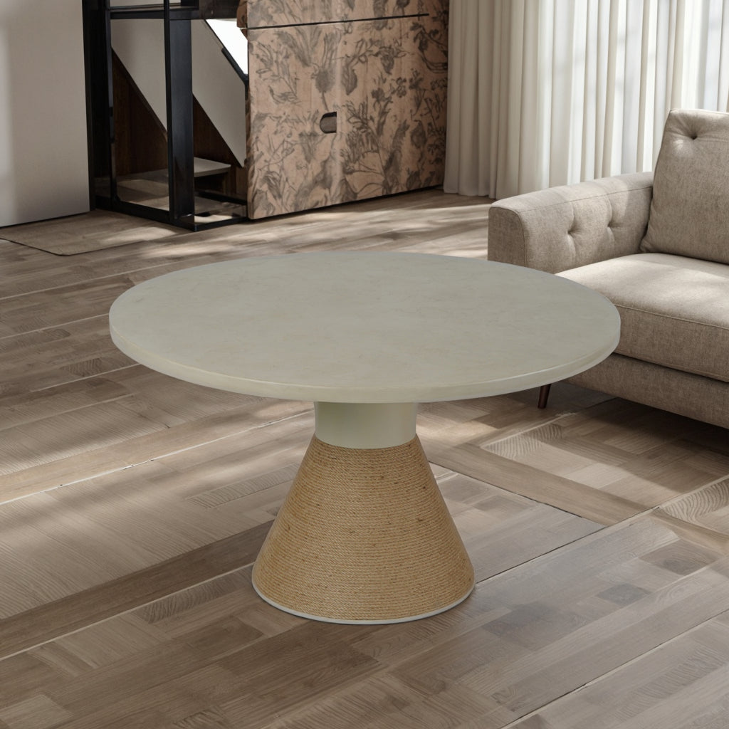 Lumi F Series New 2025 Model Round Extendable Feature Concrete MDF Top Coffee Table