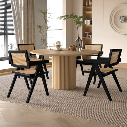 Saga G Series Walnut Wood Dining Chair with Black Rattan Modern Design for Home Office and Dining Room New Arrival