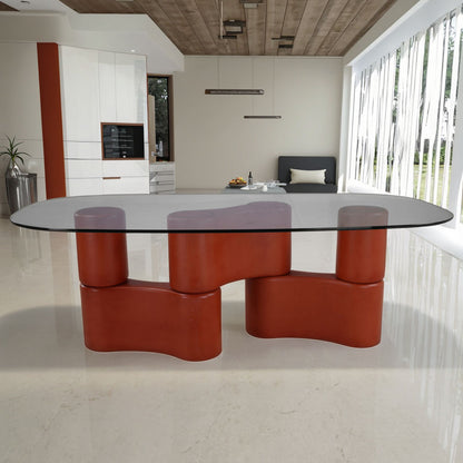 Nord H Series 2025 New Modern Design Oval Glass Dining Table for Hotels and Fashionable Homes