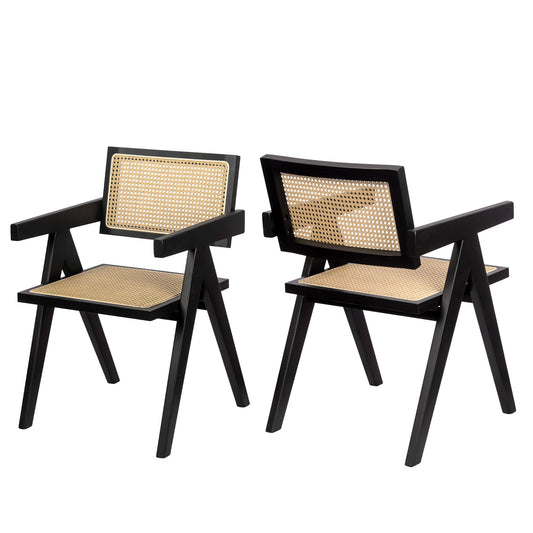 Saga G Series Walnut Wood Dining Chair with Black Rattan Modern Design for Home Office and Dining Room New Arrival