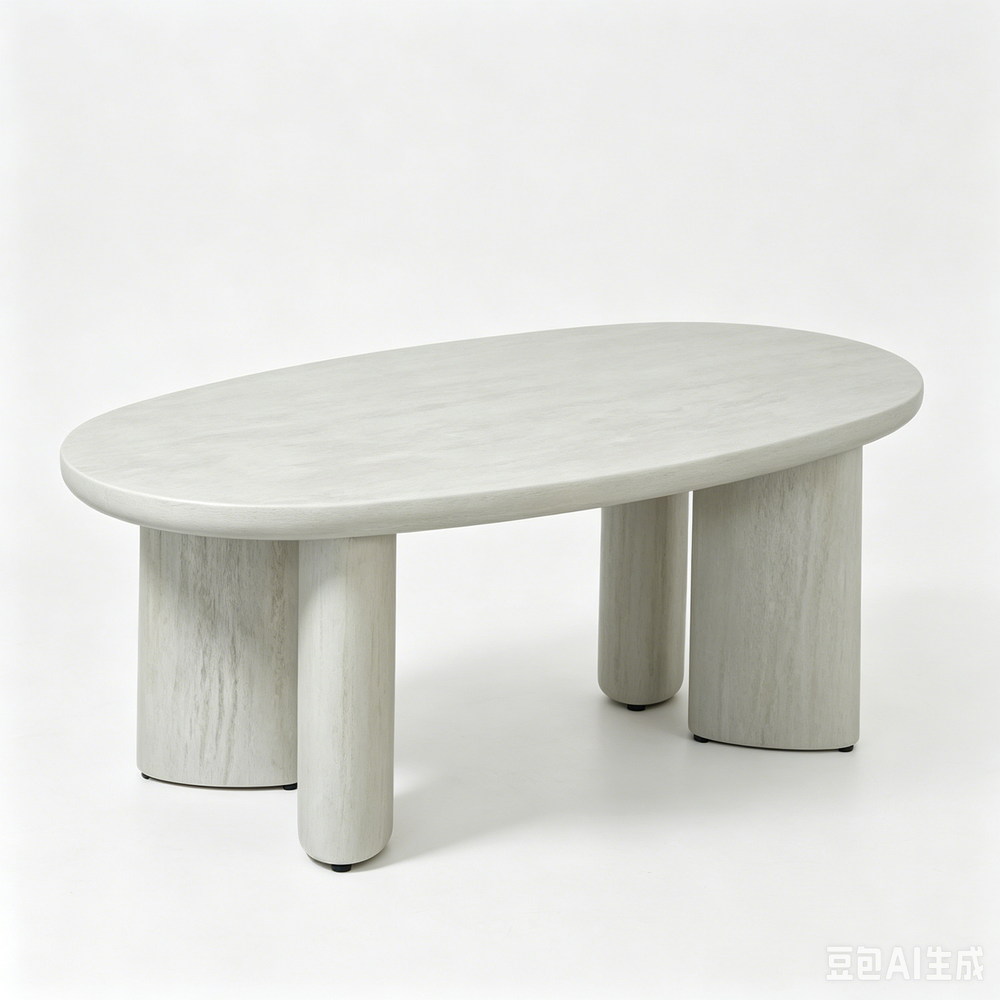 `KOSA T14 Oval Coffee Table with 4 Cylindrical Legs-Light Wood-Look`