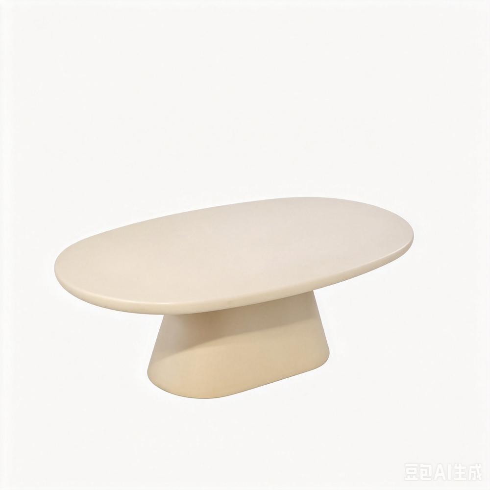 `KOSA T15 UFO-Shaped Coffee Table with Tapered Base-Matte Cream`