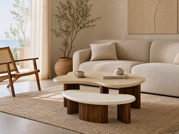 `KOSA T04 Nesting Coffee Table Set-Walnut Legs`