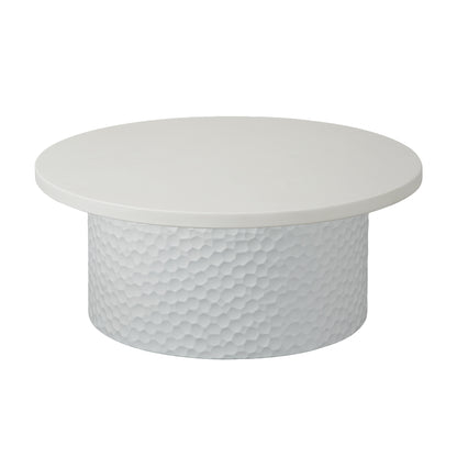 Lumi E Series New 2025 Model White Round Concrete Top Coffee Table