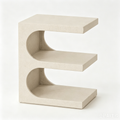 `KOSA T13 C-Shaped Side Table with Shelves-Beige Travertine-Look`
