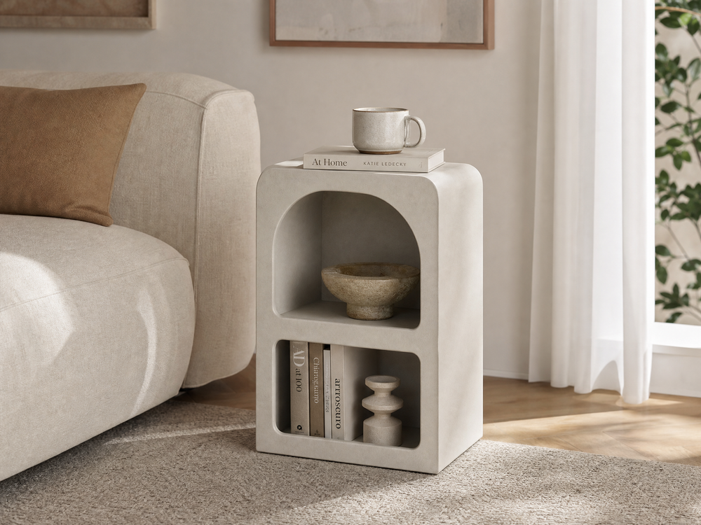 `KOSA T07 Arched Narrow Side Table-Concrete Look`