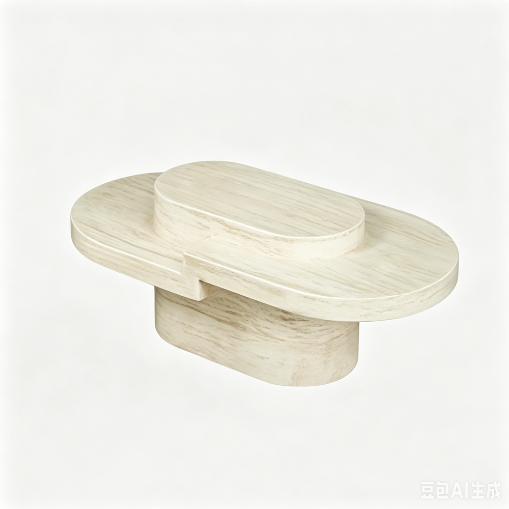 `KOSA T12 Tiered Travertine-Look Coffee Table-Off-White`