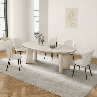 Saga Series Cement Finish Rock Concrete Top Dining Table