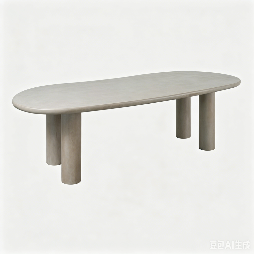 'CORAL 05 Oval Dining Table with Triple Cylinder Legs-Matte Beige'