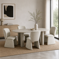 'CORAL 05 Oval Dining Table with Triple Cylinder Legs-Matte Beige'
