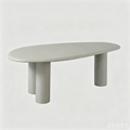 'CORAL 06 Rounded Dining Table with Twin Cylinder Legs-Light Concrete'
