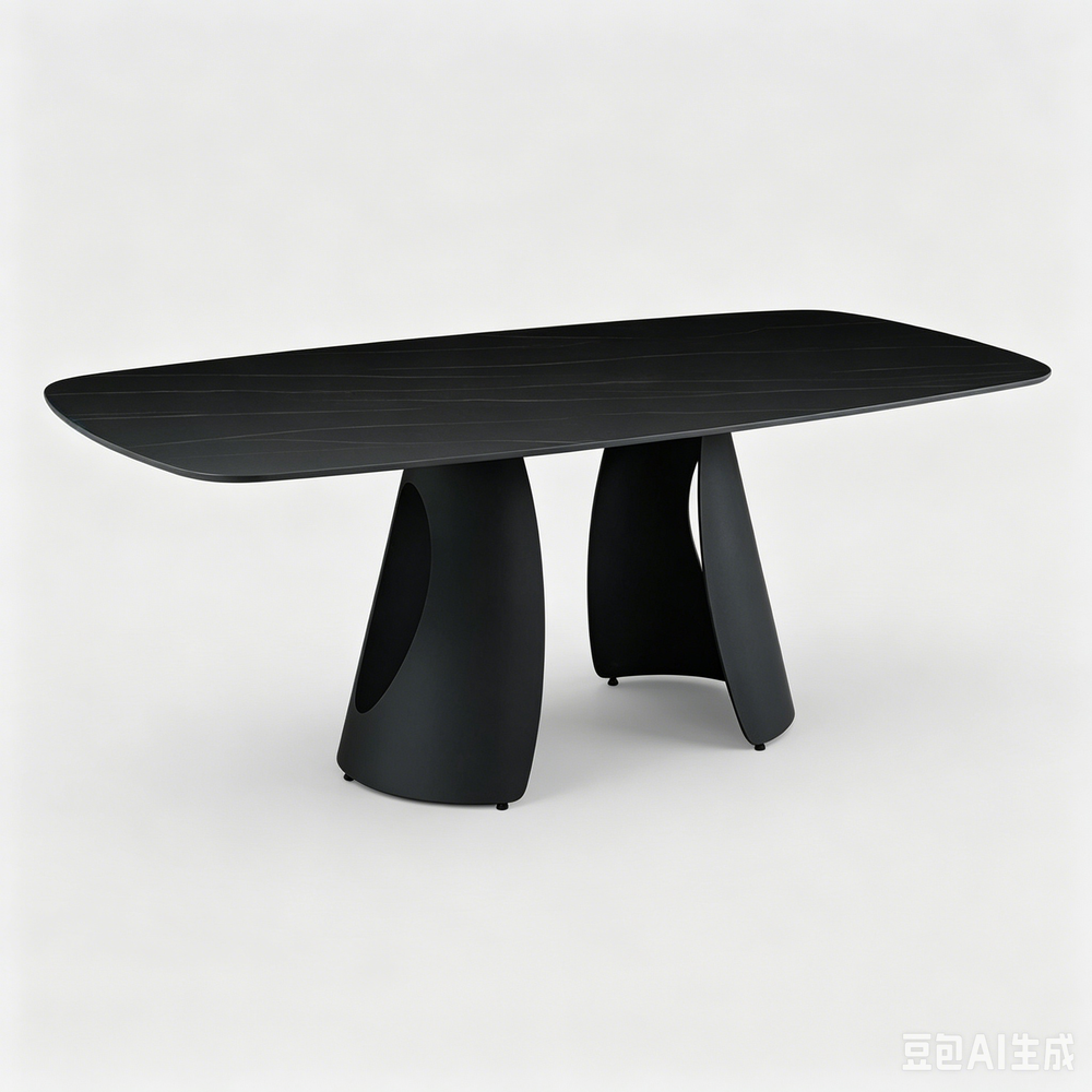 'CORAL 09 Dining Table with Cutout Black Base-Matte Black'