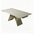'CORAL 15 Rectangular Wood-Effect Dining Table with Prism Metal Legs-Light Khaki Base'