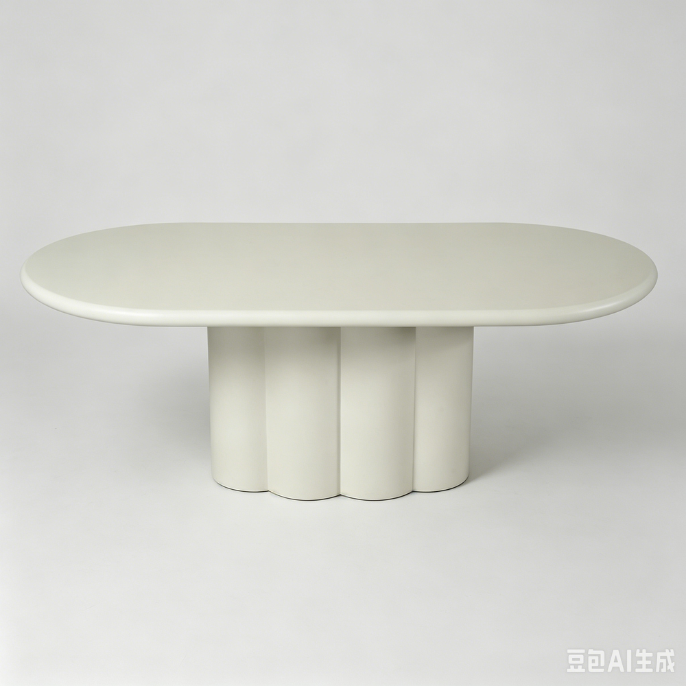 'CORAL 10 Round Dining Table with Fluted Column Base-Cream White'
