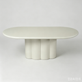 'CORAL 10 Round Dining Table with Fluted Column Base-Cream White'