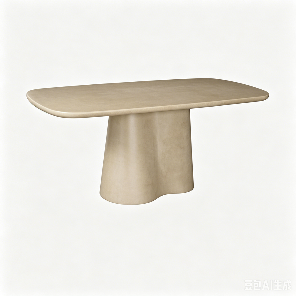 'VENNO 11 Oval Wabi-Sabi Dining Table with Organic Base-Matte Beige'