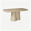 'VENNO 11 Oval Wabi-Sabi Dining Table with Organic Base-Matte Beige'