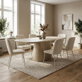 'VENNO 11 Oval Wabi-Sabi Dining Table with Organic Base-Matte Beige'