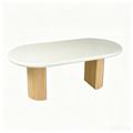 'VENNO 02 Oval Dining Table with Fluted Legs-White Top'