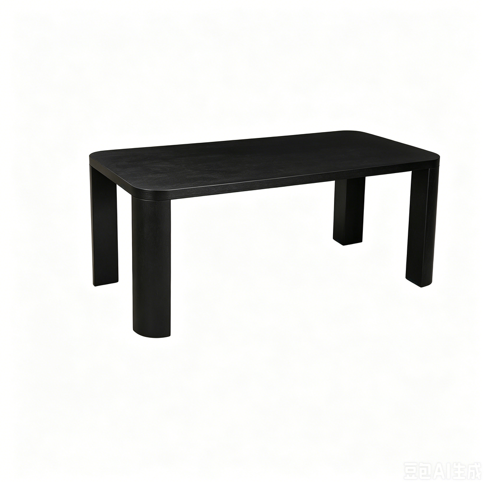 'VENNO 04 Rectangular Dining Table with Thick Legs-Matte Black'