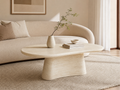 'VENNO 05 Irregular Coffee Table with Travertine-Look Finish-Off-White'