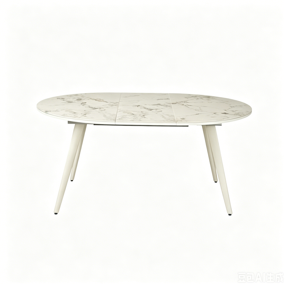 'VENNO 19 Extendable Marble Dining Table with Slim White Legs-Carrara Look'