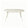'VENNO 19 Extendable Marble Dining Table with Slim White Legs-Carrara Look'