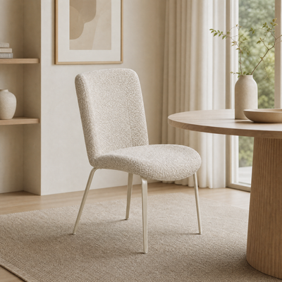 `Saga A4 Off-White High-Back Boucle Chair-Nordic Minimalist`