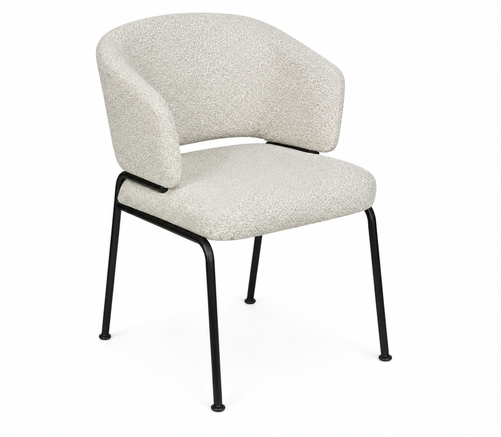`Saga A5 Light Beige Arm Boucle Chair-Mid-Century Modern`