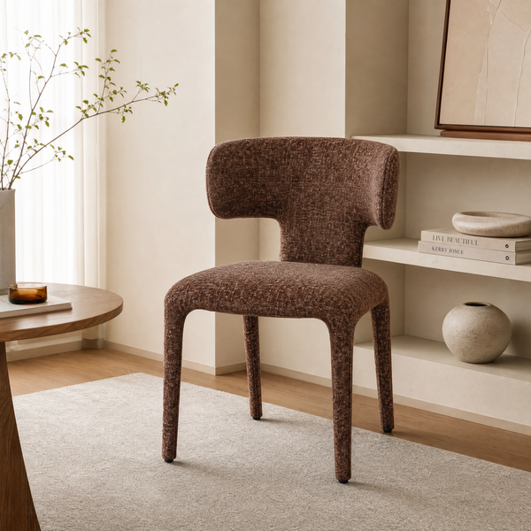 `Lumi C03 Brown Boucle Dining Chair-Wingback Style`