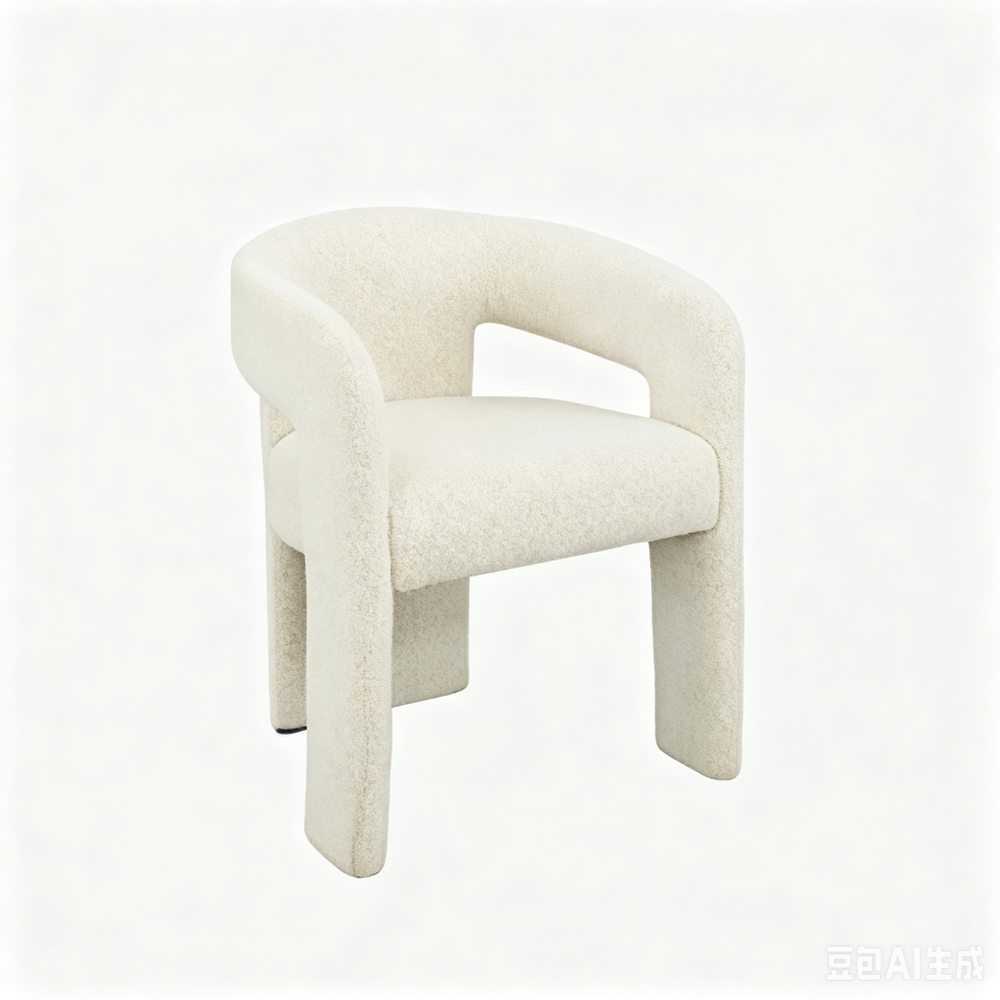 `Lumi C05 White Boucle Lounge Chair-Thick Armrest`