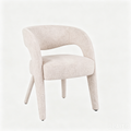 `Lumi C06 Beige Boucle Dining Chair-Curved Armrest`