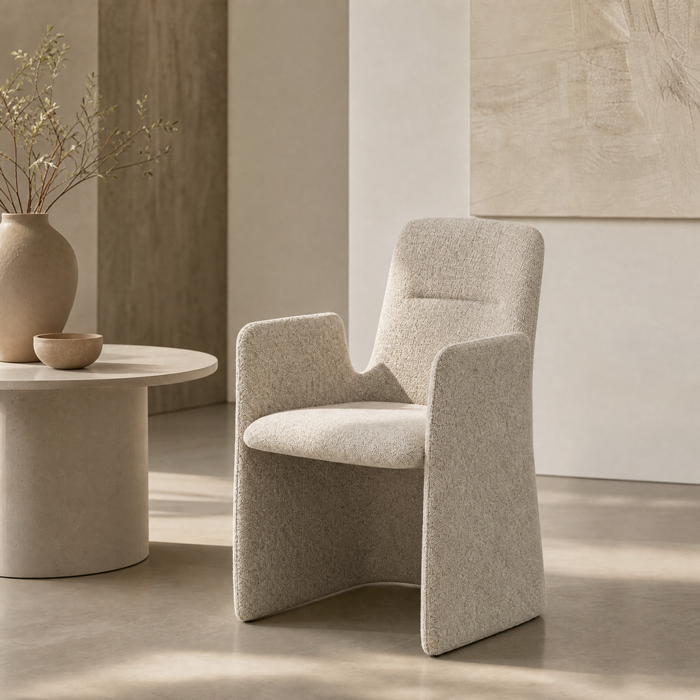 `Lumi 03 Cream Boucle Accent Chair | High-Back Armchair`