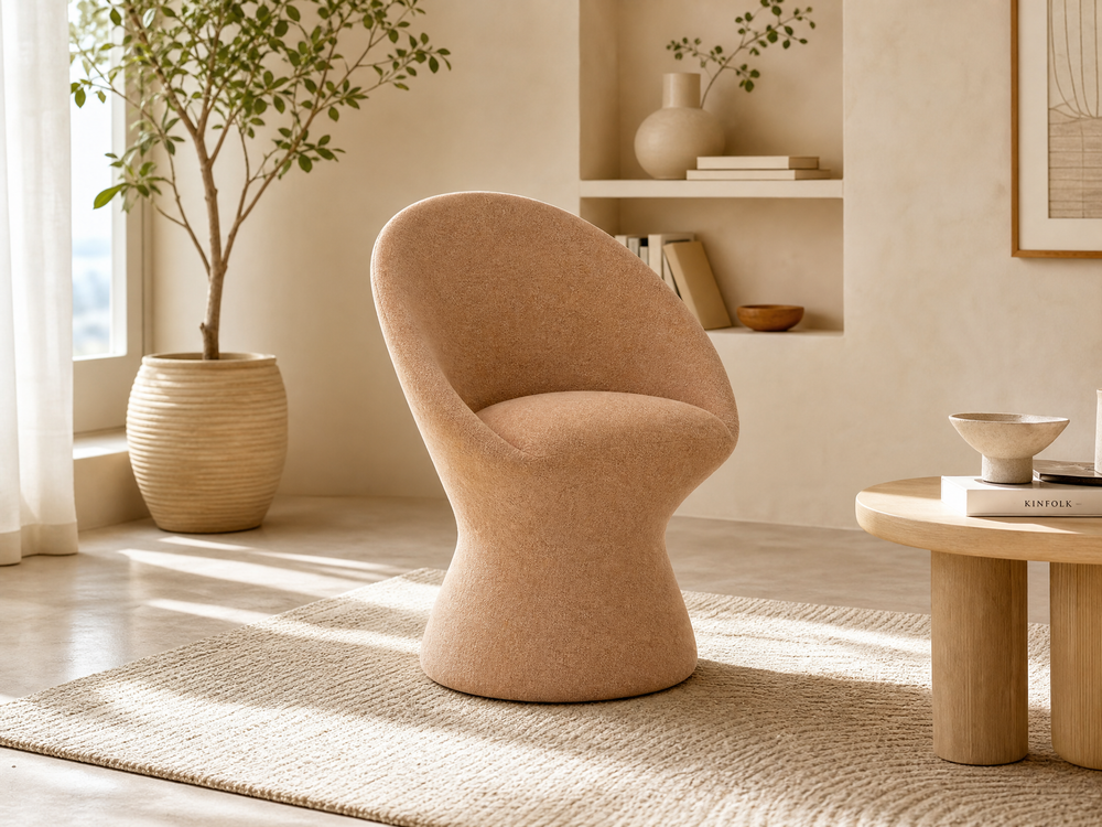 `KOSA 03 Egg-Shaped Lounge Chair-Terracotta Boucle`