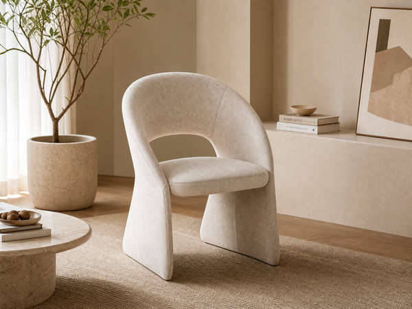 `KOSA 04 Open-Back Dining Chair-Off-White Boucle`