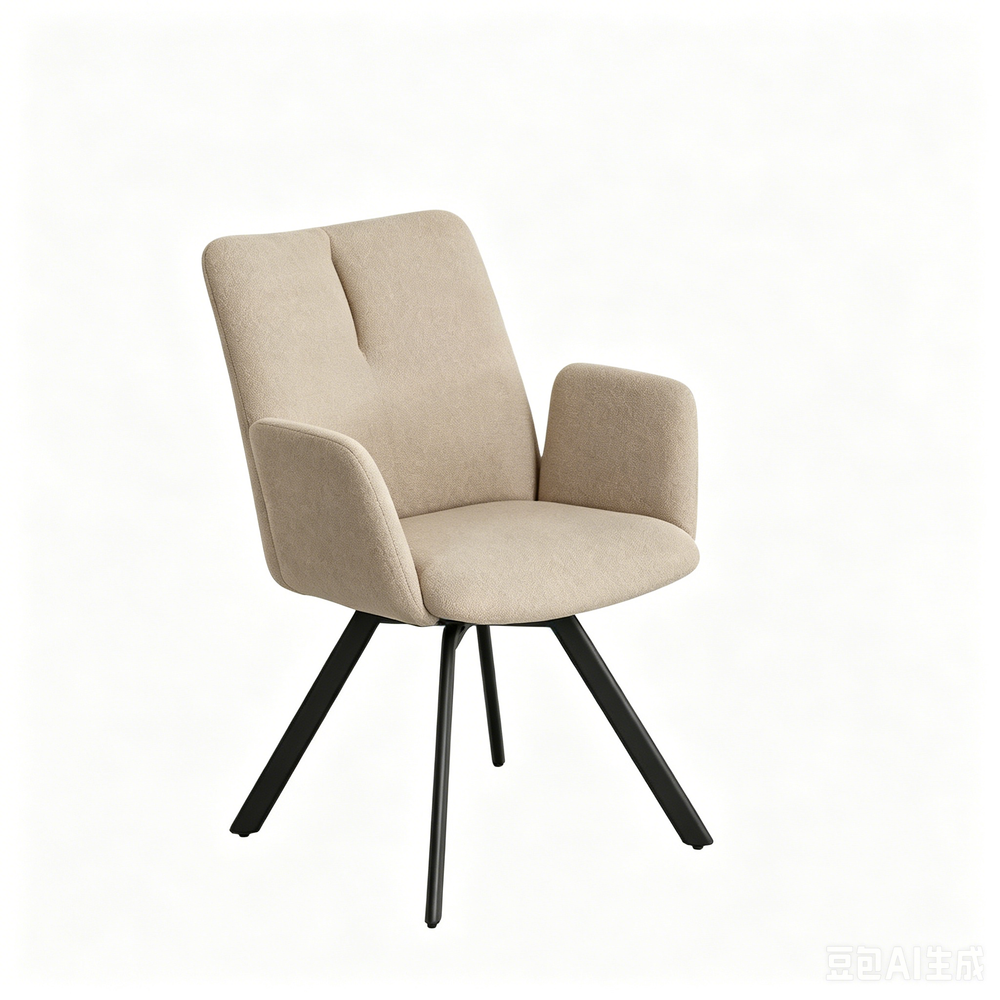 `KOSA 07 Swivel Dining Chair-Beige Fabric with Arms`