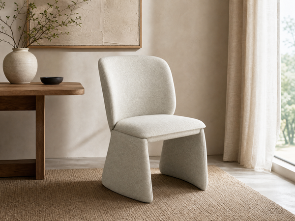 `KOSA 05 Minimalist Sled Chair-Light Beige Linen`